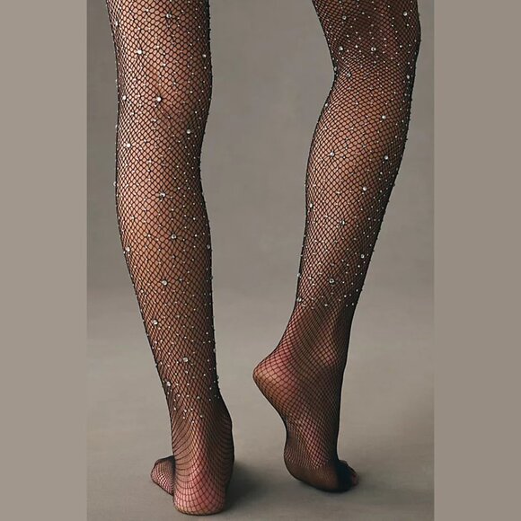 NEW Sizes S, M, L, XL Gem Fishnet Tights - Black, by Anthropologie - Picture 5 of 5